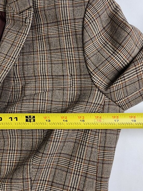 Tommy Hilfiger Women's Blazer Jacket Size 4 Brown Plaid Elbow Patches FLAW - Picture 13 of 16